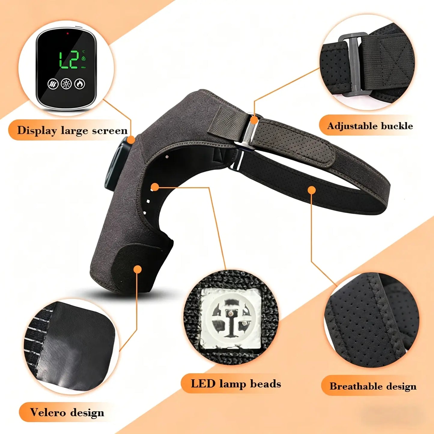 Cordless Heated Shoulder Wrap, Deep Tissue Massage for Pain Relief