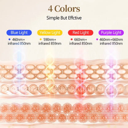 Cordless Red Light Therapy Mask, 4 Colors 336 LED Beads Infrared Facial Skin Care Mask
