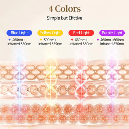 Cordless Red Light Therapy Mask, 4 Colors 336 LED Beads Infrared Facial Skin Care Mask