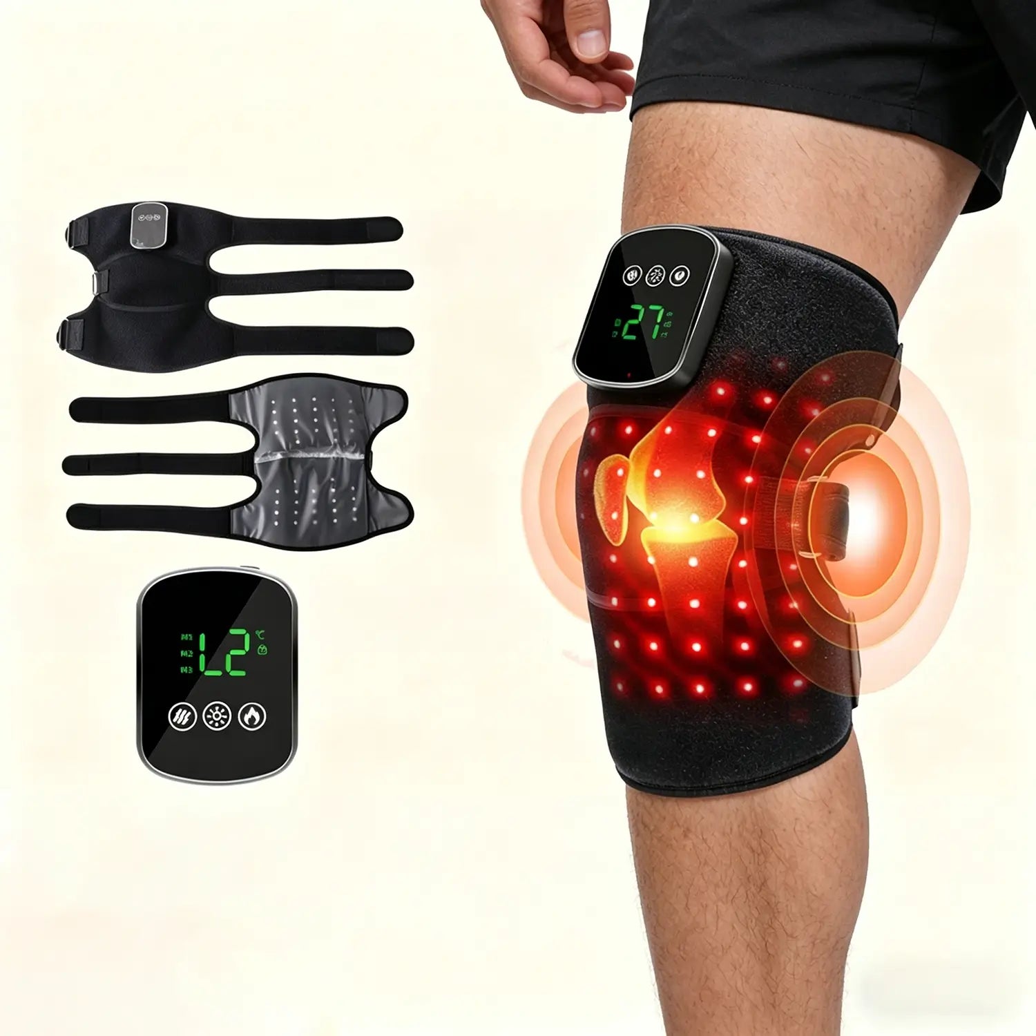 Red Light Therapy Knee Massager, Heated Knee Brace for Pain Relief