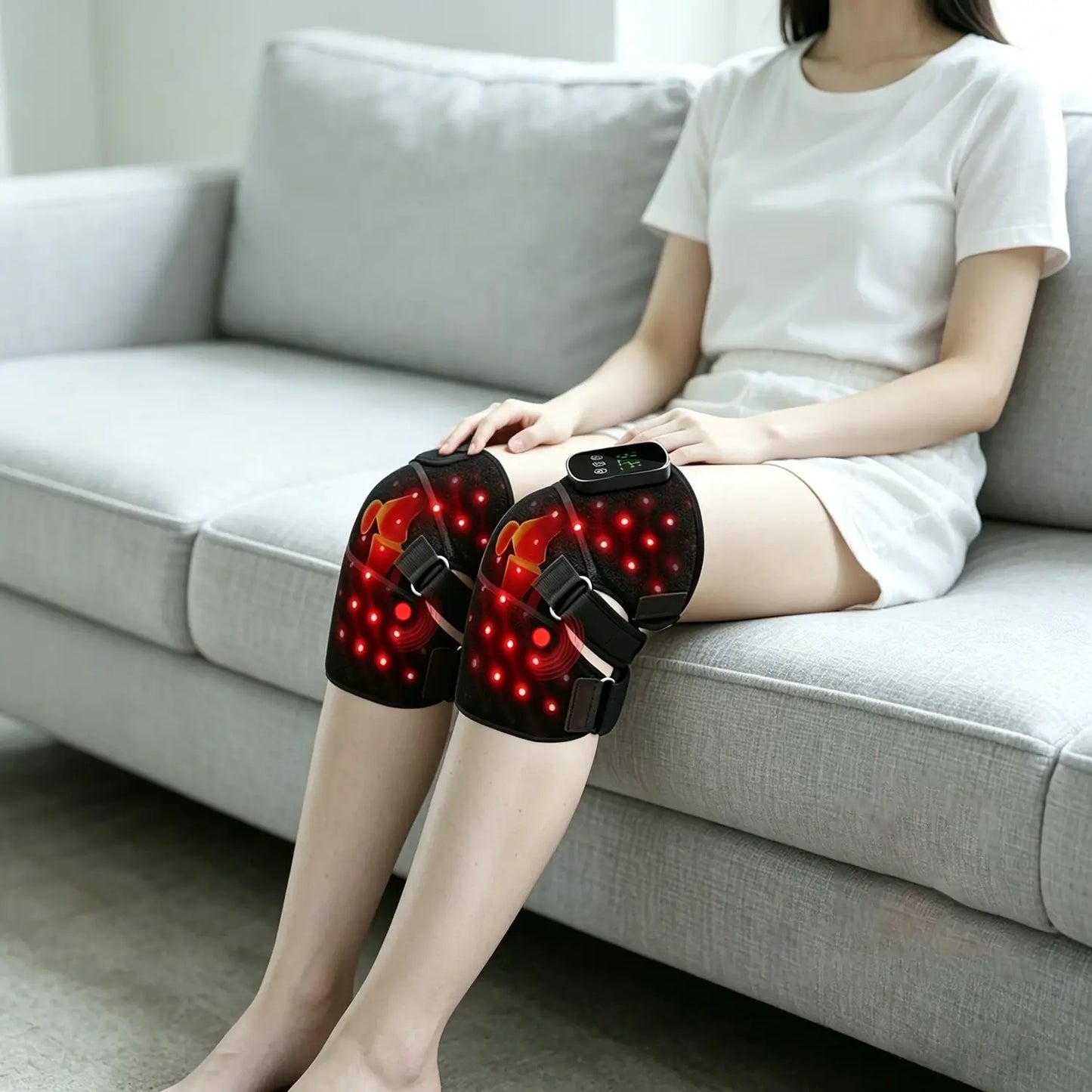 Red Light Therapy Knee Massager, Heated Knee Brace for Pain Relief