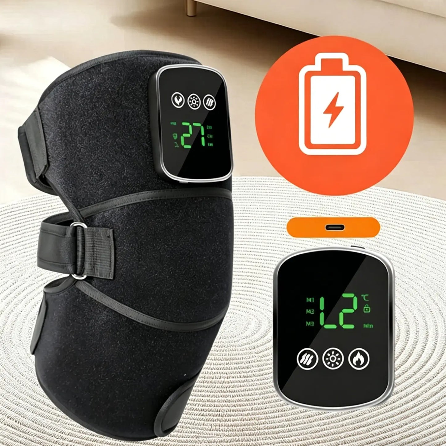 Red Light Therapy Knee Massager, Heated Knee Brace for Pain Relief