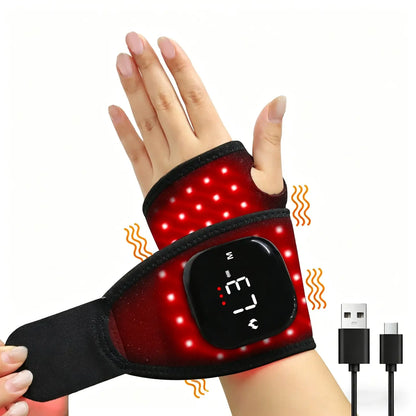 Red Light Therapy Wrist Massager, Heat Vibration Support with 36 LEDs