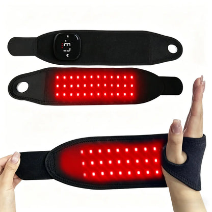Red Light Therapy Wrist Massager, Heat Vibration Support with 36 LEDs