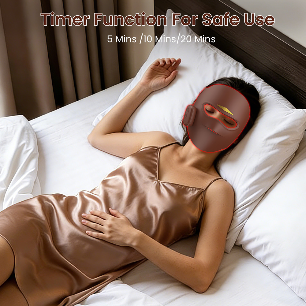 FDA-Cleared 3D LED Face Mask with 4 Modes, 336 Beads, Portable Red & Infrared Light Therapy for Home, Travel, Yoga & Sleep