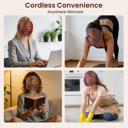 FDA-Cleared 3D LED Face Mask with 4 Modes, 336 Beads, Portable Red & Infrared Light Therapy for Home, Travel, Yoga & Sleep